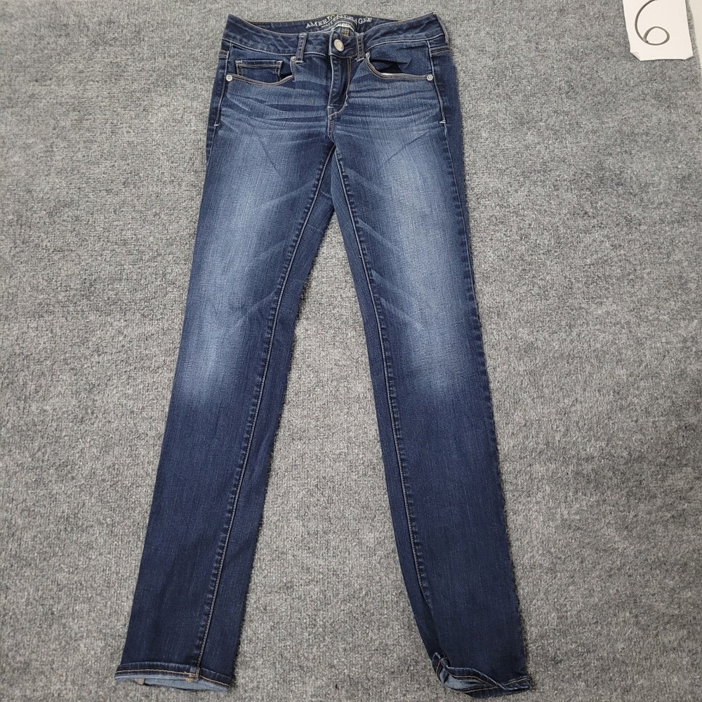 American Eagle Jeans Womens Size 4 Long Dark Wash Skinny Stretch Denim Casual